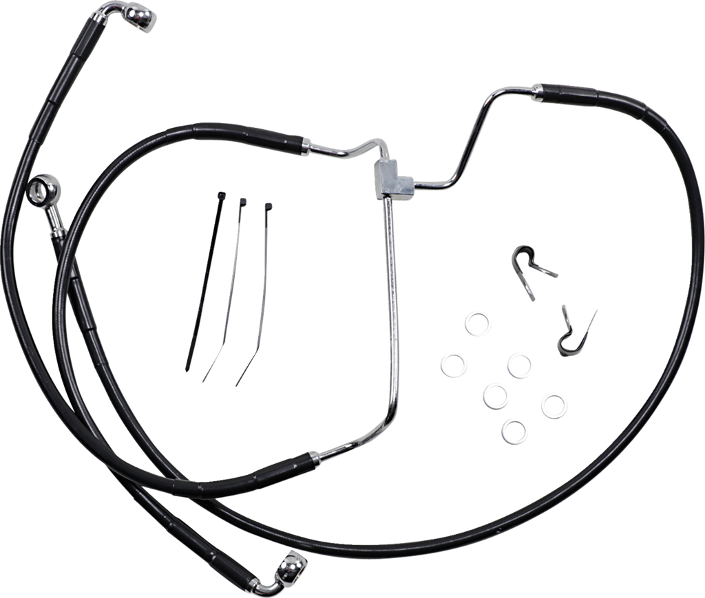 Drag Specialties Extended Length Black Vinyl Brake Line Kit