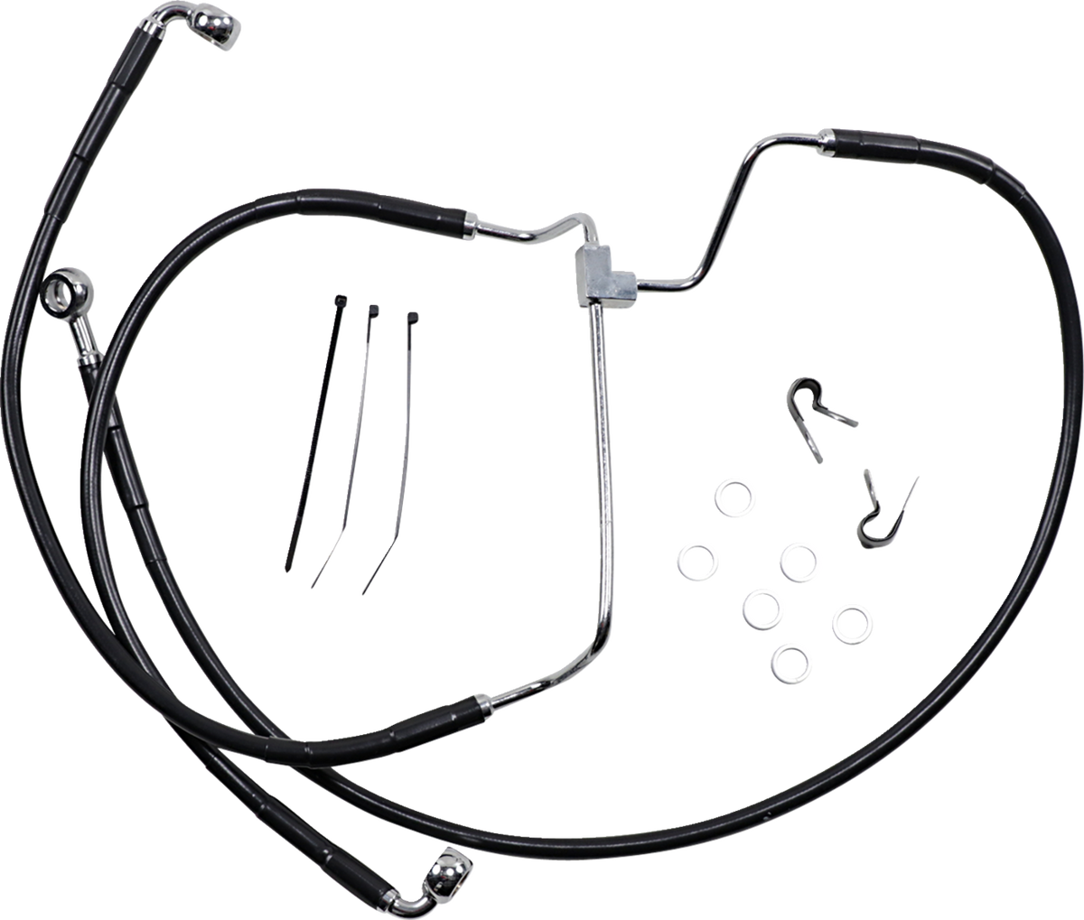 Drag Specialties Extended Length Black Vinyl Brake Line Kit