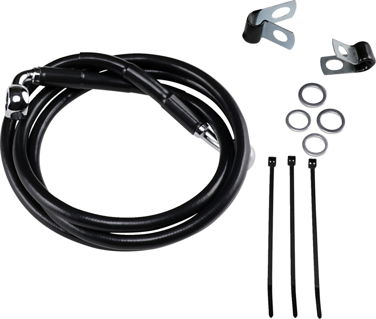 Drag Specialties Extended Length Black Vinyl Brake Line Kit