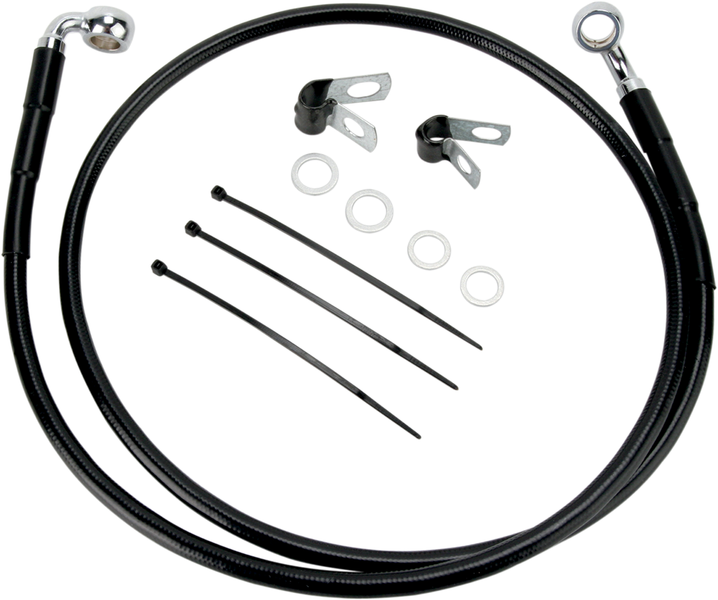 Drag Specialties Extended Length Black Vinyl Brake Line Kit
