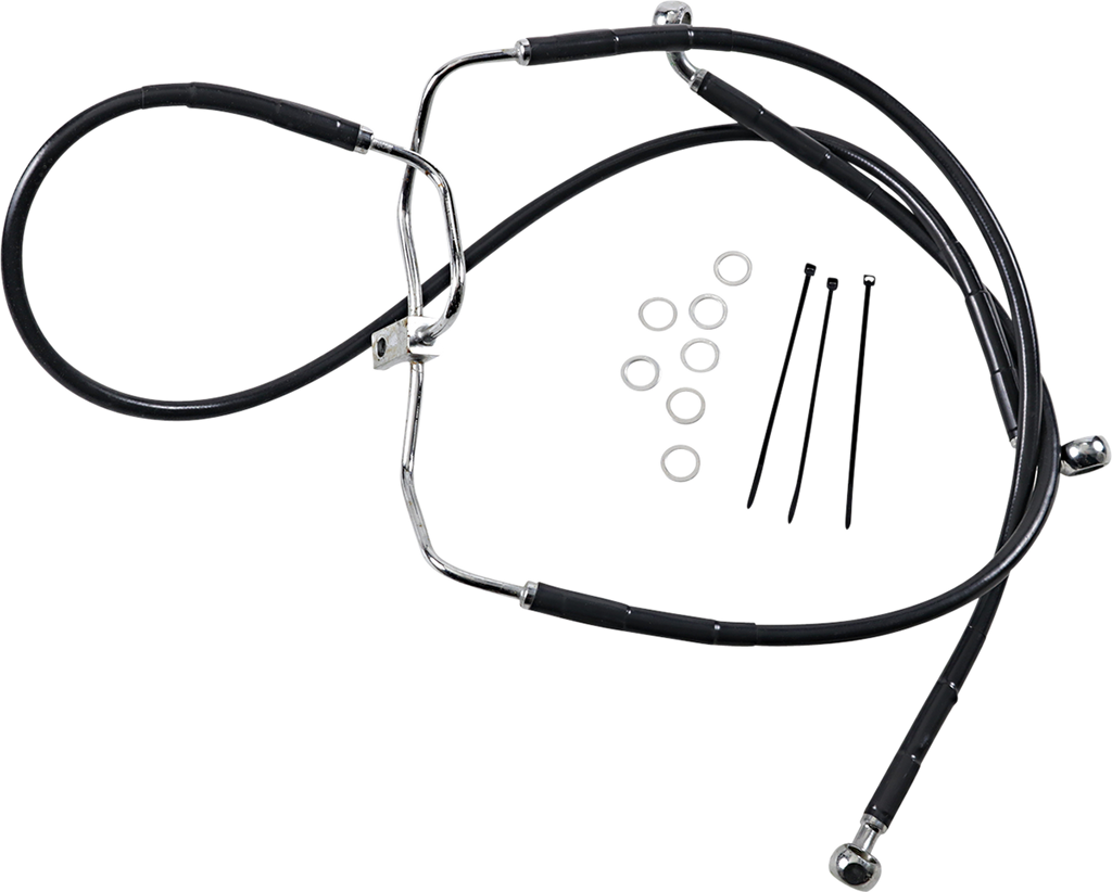 Drag Specialties Extended Length Black Vinyl Brake Line Kit