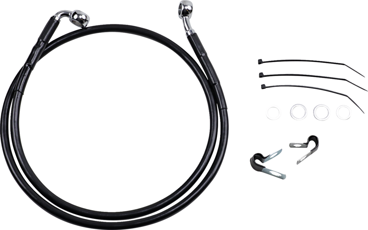 Drag Specialties Extended Length Black Vinyl Brake Line Kit