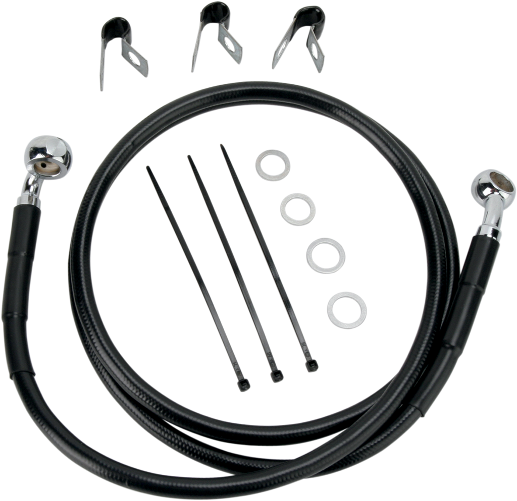Drag Specialties Extended Length Black Vinyl Brake Line Kit