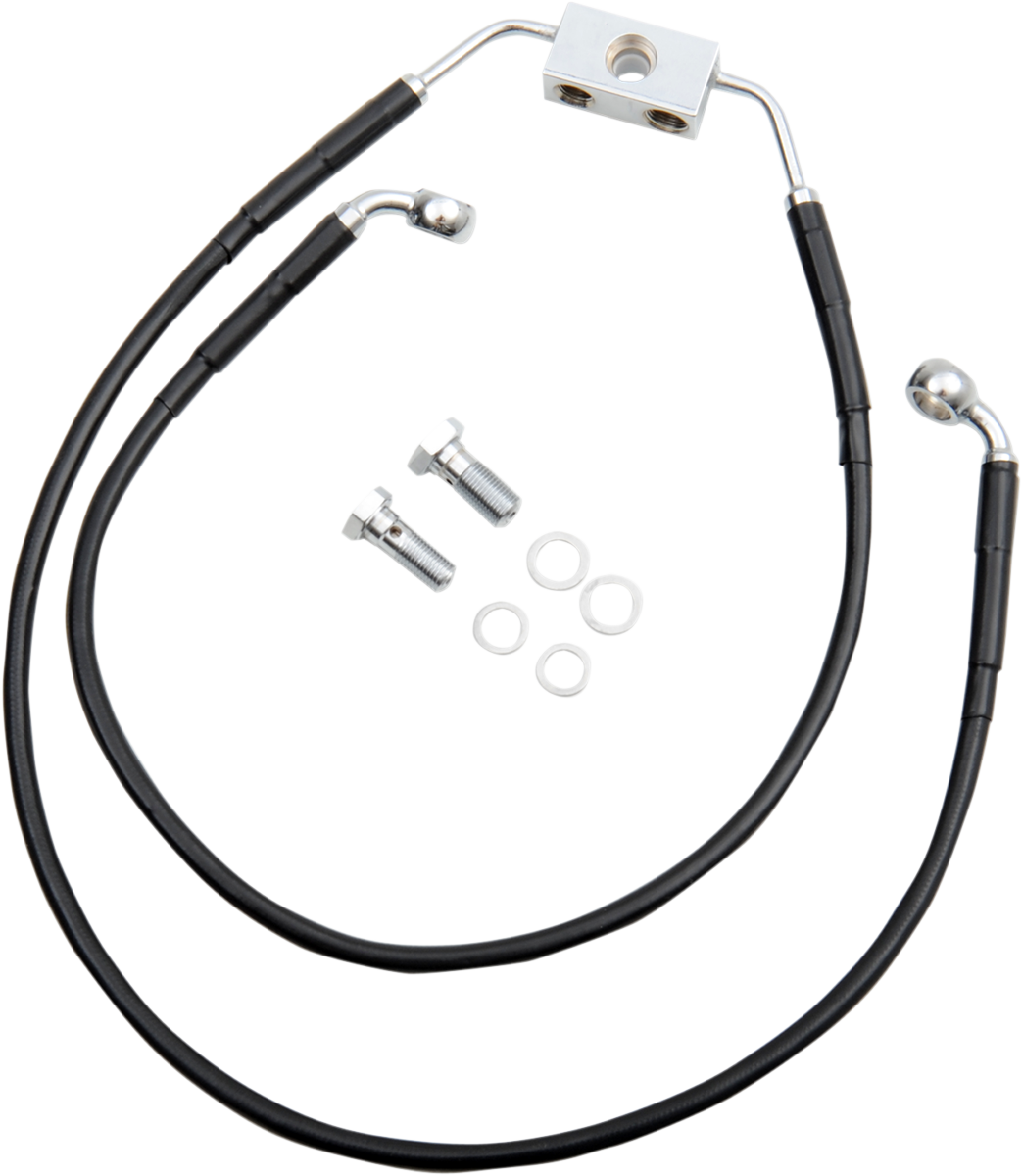 Drag Specialties Extended Length Black Vinyl Brake Line Kit