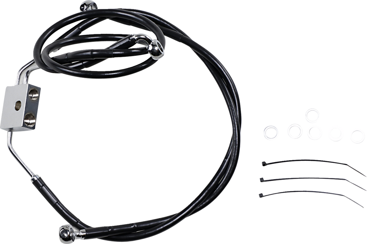 Drag Specialties Extended Length Black Vinyl Brake Line Kit