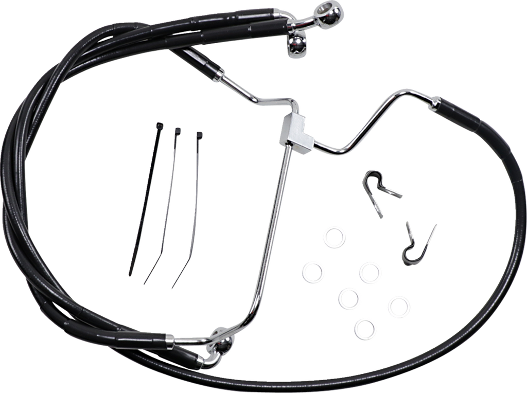 Drag Specialties Extended Length Black Vinyl Brake Line Kit