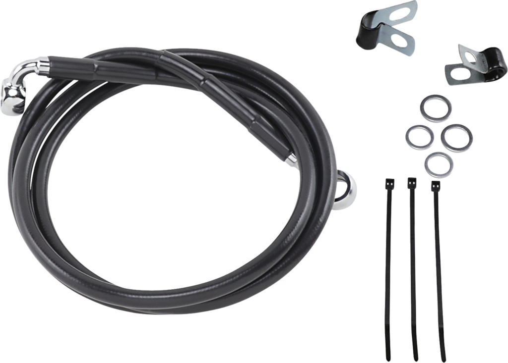 Drag Specialties Extended Length Black Vinyl Brake Line Kit