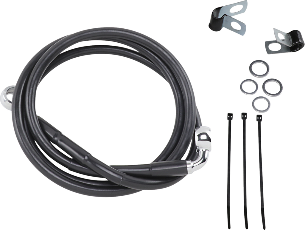 Drag Specialties Extended Length Black Vinyl Brake Line Kit