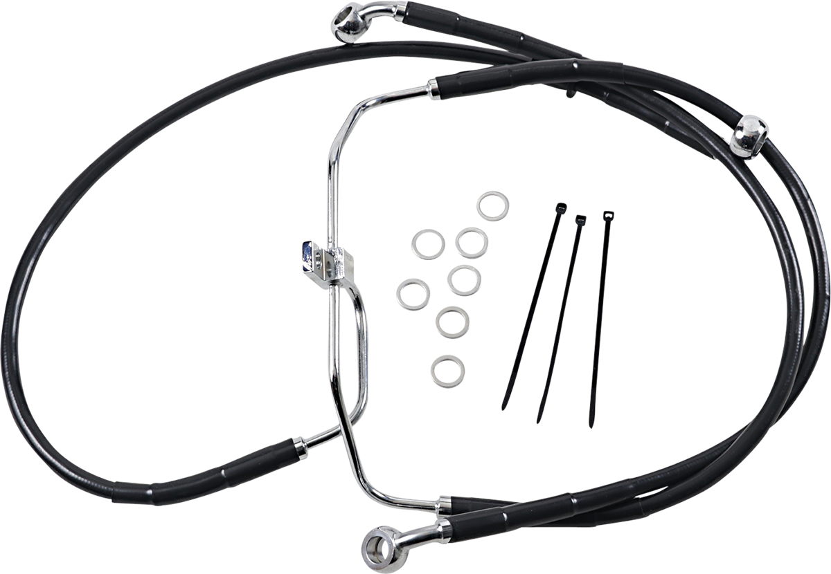 Drag Specialties Extended Length Black Vinyl Brake Line Kit