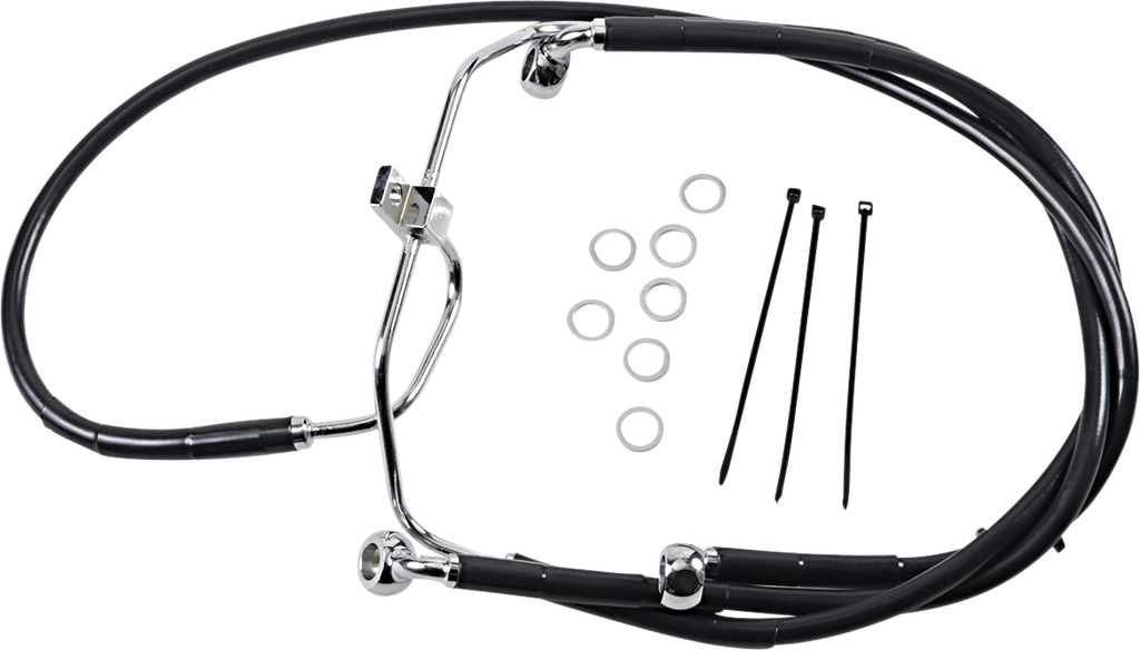 Drag Specialties Extended Length Black Vinyl Brake Line Kit