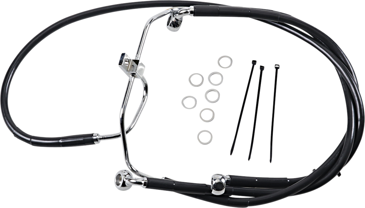 Drag Specialties Extended Length Black Vinyl Brake Line Kit
