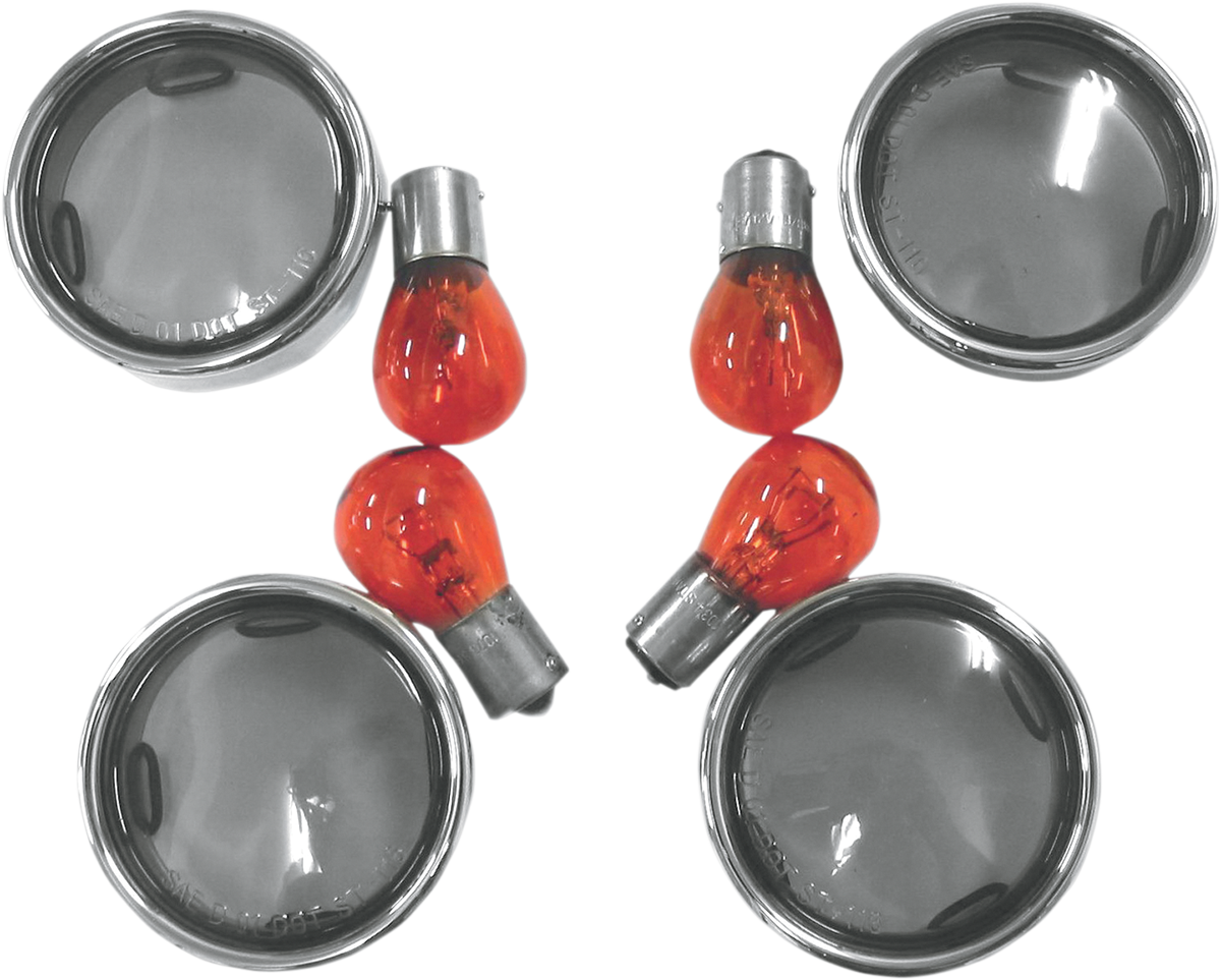 Smoke Turn Signal Lens Kit with Chrome Trim Rings