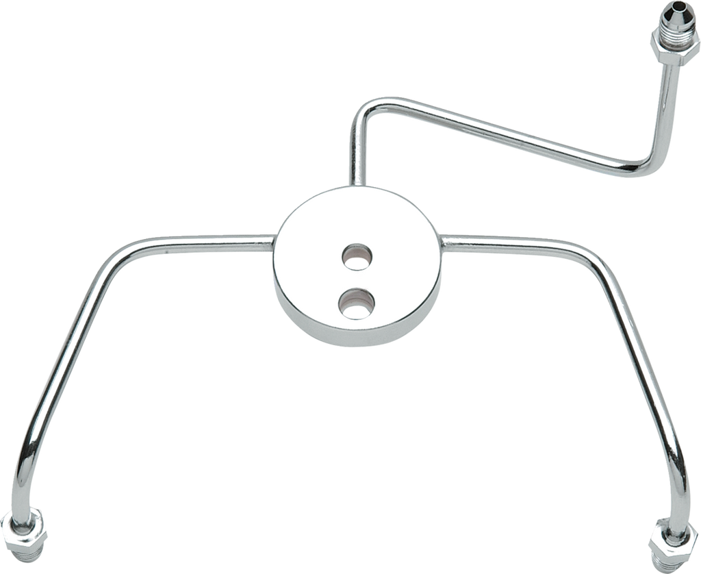 Chrome Steel Front Brake Tee with Fittings for Dual-Disc Applications