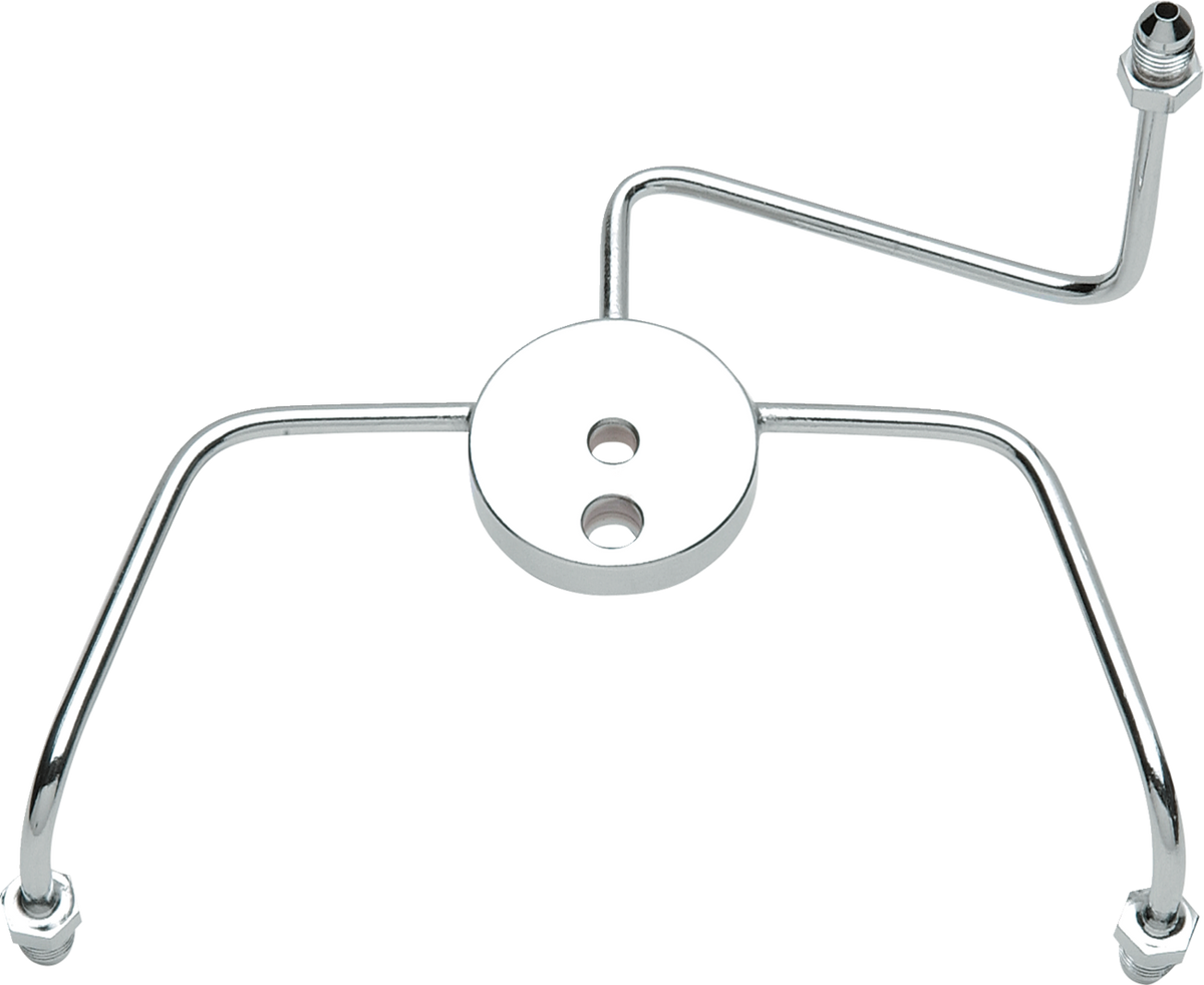Chrome Steel Front Brake Tee with Fittings for Dual-Disc Applications