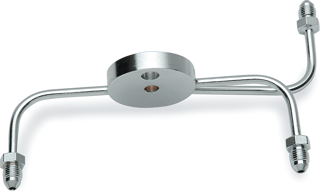 Chrome Steel Front Brake Tee with Fittings for Dual-Disc Applications