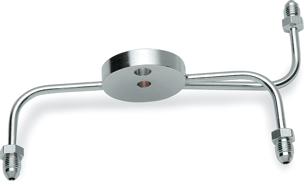 Chrome Steel Front Brake Tee with Fittings for Dual-Disc Applications