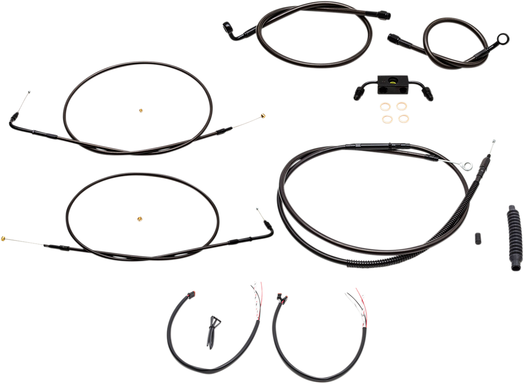 Complete Midnight Braided Handlebar Cable/Brake Line Kit — Mini - LA Choppers - LA_0610-1861_image01_01.png