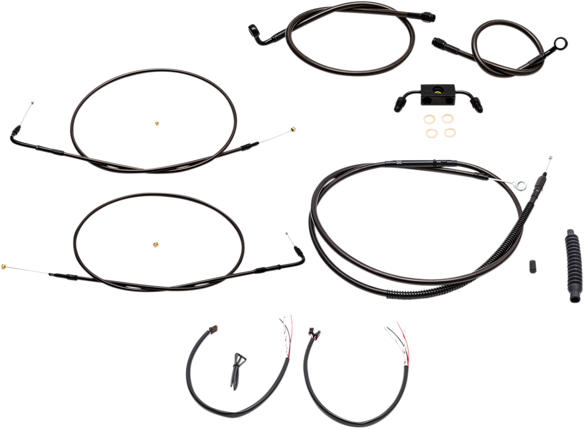 Complete Midnight Braided Handlebar Cable/Brake Line Kit — Mini - LA Choppers - LA_0610-1861_image01_01.png