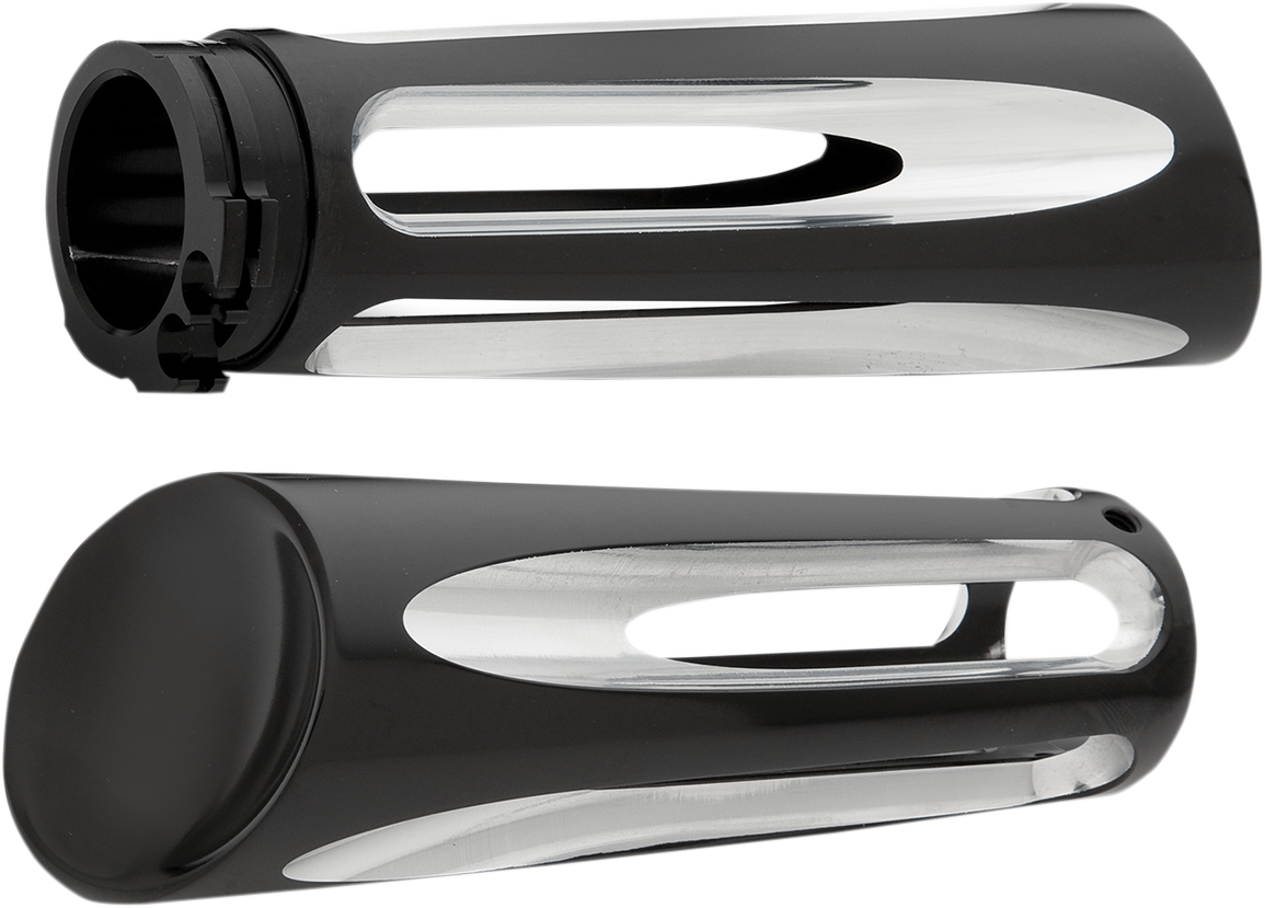 Ness-Tech® Deep Cut Billet Grips - Black (07-132) by Arlen Ness