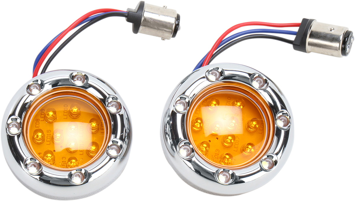 LED Light Kit for Factory Turn Signal Housing - Amber/White - Chrome (12-757) by Arlen Ness