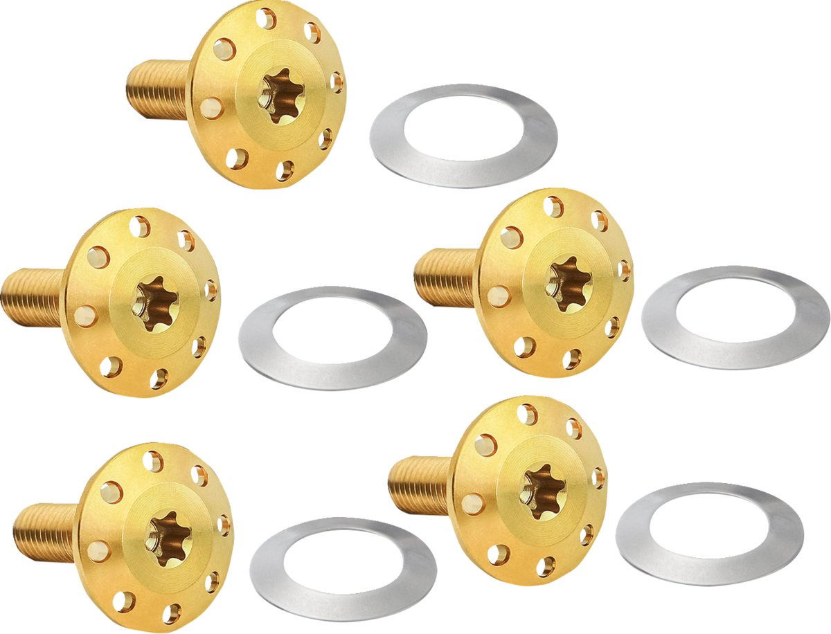 Bolt Kit - Holeshot/Front/Floating/Brake Rotor - Spoke Mount - Gold - 5 Pack (300-908) by Arlen Ness
