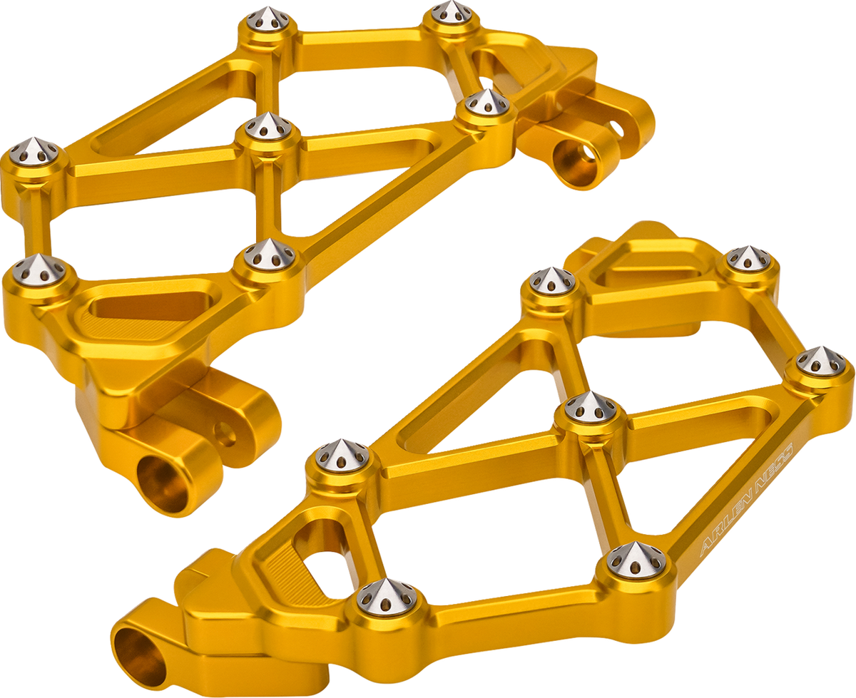 Mini Diamond Floorboards - Driver - Gold - FL (410-048) by Arlen Ness