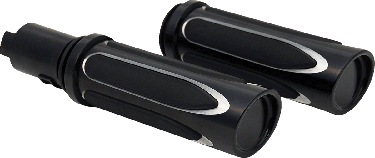 Deep Cut Comfort Series Grips - TBW - Black (500-069) by Arlen Ness