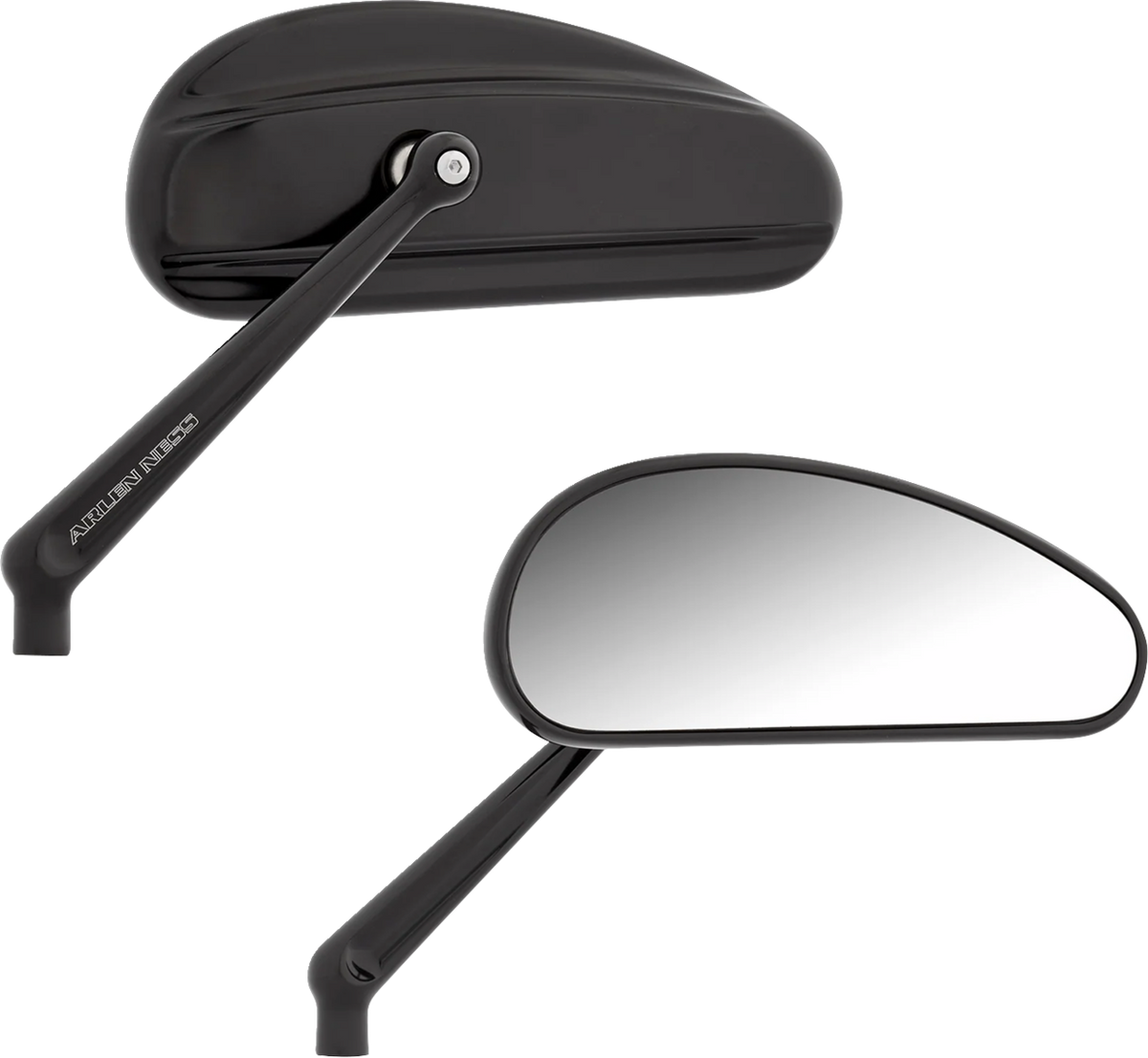 Mirrors - Downdraft - Side View - Elongated - Black (510-026) by Arlen Ness