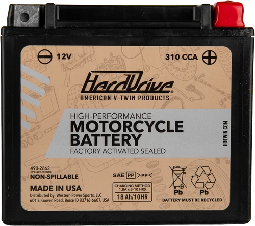 HARDDRIVE YTX20HL 310 CCA AGM motorcycle battery