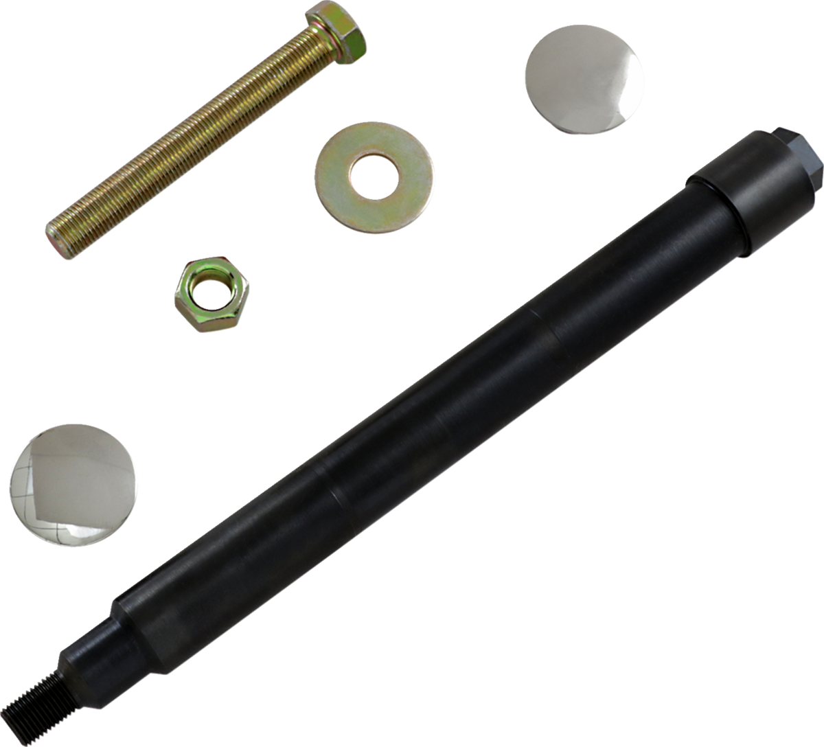 Axle Kit - Flush Mount - Front - Black w/Polished End Caps (KWS-01-1012) by Klock Werks