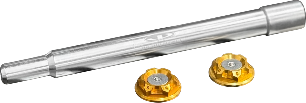 Y-Axle with Turret Style Axle Cover Kit - Custom - Front - Gold - 1" (PYO:YAXLE-07-HT-GD) by Paul Yaffe Bagger Nation