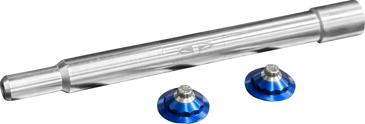 Y-Axle with 12 Point Style Axle Cover Kit - Custom - Front - Blue - 1" (PYO:YAXLE-07-TP-BE) by Paul Yaffe Bagger Nation