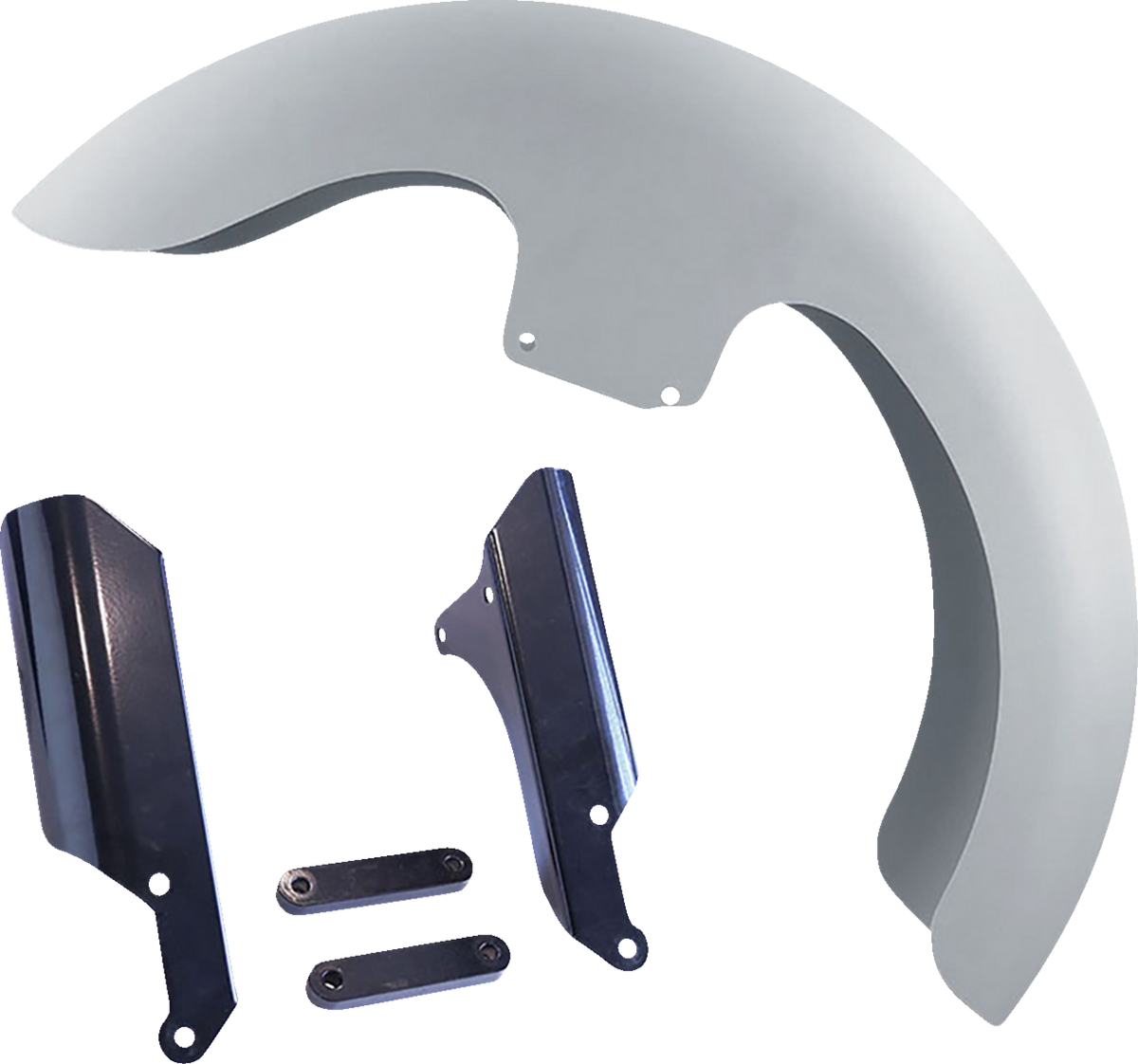 Thicky Front Fender - 19" Wheel - With Black Inverted Fork Adaptors - HD Softail (THICKY-19-LR-18L-SL) by Paul Yaffe Bagger Nation
