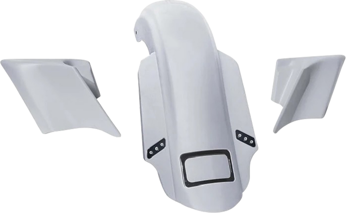 Rear Fender Kit - With Side Covers - Black Plate Frame - Thunder Bolts (PYO:KIT-3PC-DOSTDTPB) by Paul Yaffe Bagger Nation