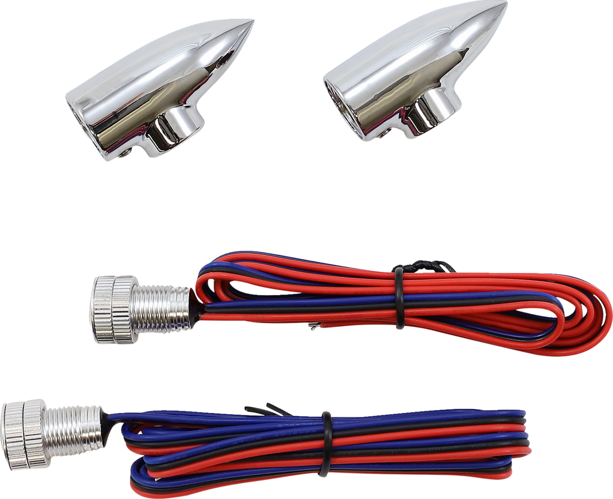 Marker Lights - Lightning Bullet - Amber - Chrome (LB-F-AMB-C) by Paul Yaffe Bagger Nation