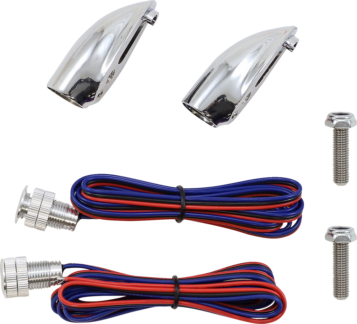 Marker Lights - Lightning Bullet - Rear - Red LED - Chrome (PYO:LB-R-BRK-C) by Paul Yaffe Bagger Nation